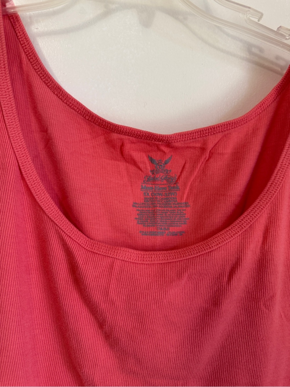 Faded Glory Bright Coral Ribbed Scoop Tank